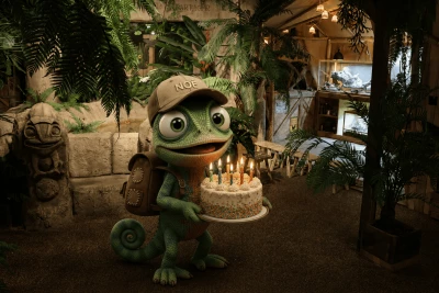Noé avec un gateau d'anniversaire
