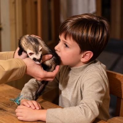Enfant sent un furet